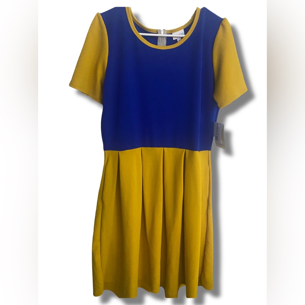 Lularoe XL Amelia yellow and blue dress